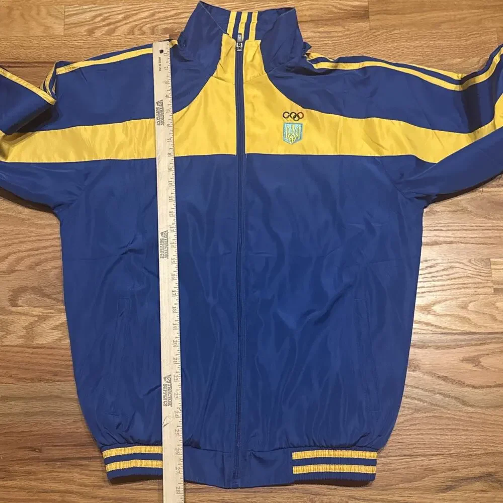 VTG Adidas Ukraine Olympics Blue Yellow Windbreaker Track Suit Size XLarge READ